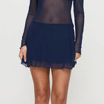 Princess Polly  Virtues Long Sleeve Sheer Mini Dress Navy, New with Tags Photo 0