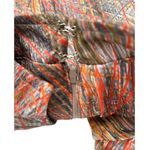 Vtg 70s 80s Skirt Top Set Orange Silver Red Sheer Sleeves Mandarin Collar Size 4 Photo 4