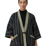 Chico's  Y2K Reversible Kimono Jacket Olive Green Black Asian Style Boho Global OS Photo 0