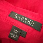 Ralph Lauren LAUREN Short Sleeve Button Down Semi Sheer Cotton Fuschia Top Sz L Photo 4