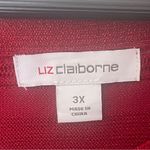 Liz Claiborne 3x Women's Rich Red Crew Neck Sweater Long Sleeve Glitter Metallic Photo 5