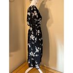 Gap Maternity Black White Floral Faux Wrap Belted Dress XS Photo 3