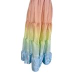 Yumi Kim Sullivan Tiered Maxi Dress Rainbow Ombré Dreamy Shiny Satin Sz M NEW Photo 5