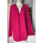 Lucky Brand Hot Pink Ribbed V-Neck Textured Oversized Knit Sweater Women’s XL Photo 8