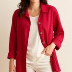 Talbots ‎ Red Berry Linen Blend Button Down Shirt Jacket XL Lightweight Tunic Photo 0