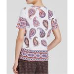 Tory Burch Dapper Paisley Print T-Shirt White Size S Short Sleeve Pima Cotton Photo 9