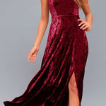 Lulus  whismygoth Burgundy crushed Velvet Backless Maxi Dress party holiday small Photo 0