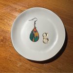 Handmade Painted Wood Cactus Teardrop Drop Earrings NWOT Green Photo 1