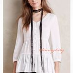 Anthropologie  Maeve Ivory Lila Tiered Tunic Top Size M Photo 0