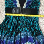 🆕 Sky stretchy silk cap sleeve pullover plunging v neck leopard animal… Size XS Photo 7