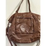Frye Vintage  brown crinkled leather tote bag with shoulder strap 16x12 Photo 1