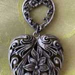 Heart Pendant Necklace “VINTAGE AMERICA” Rustic silver look 39inch chain Photo 2