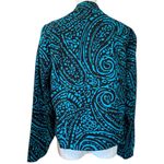 Vintage Molly & Maxx Petite Teal Blue Black Paisley Jacket Blouse PM Medium M Size undefined Photo 2