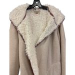 Jasmine & Ginger Jasmine & Ginger Oversized Sweater Coat Size S Faux Fur Lined Beige Photo 3