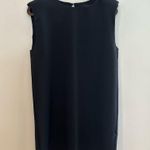 ZARA  Black Mini Dress Shift Shoulder Pads Size Medium Boxy Fit Office Minimalist Photo 0