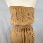 Jolie & Joy caramel tan strapless cargo jogger jumpsuit size medium Brown Photo 1