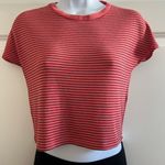 ZARA  coral and black striped cropped t-shirt Photo 0