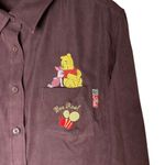 Disney Winnie The Pooh Piglet Be Real Brown Button Up Embroidered Shirt Large Photo 2