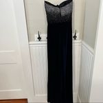 Vintage Precious Formals Black Velvet Rhinestone Gown Strapless Size 2/4 Prom Blue Photo 9