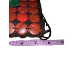 Rasta Boho Wood Beaded Disc Crossbody Bag Multicolor Flower Accent Handmade Brown Photo 6