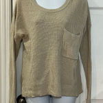 Madewell  Sweater Women Beige Knit Cotton Blend Long Sleeve Slit Pullover size S Photo 0