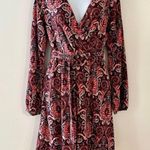Anthropologie Maeve  Paisley Print Metallic Knit Belted A Line Dress Size Medium Photo 3
