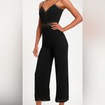 Lulus Leeta Black Swiss Dot Lace Wide Leg Jumpsuit Size XS Photo 3