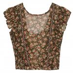 ZARA  Sheer Beaded Floral Ruffled Top Blouse M Photo 3