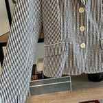 Sandro Seersucker Navy White Cotton Blazer, S Photo 2