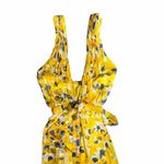 Ieena for Mac Duggal Crossed Halter Tie Waist Floral Jumpsuit Size 6 Yellow Photo 8