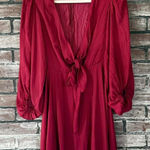 Saints + Secrets Red Tie Front Puff Sleeve Mini Dress AU 8 / US S Photo 0