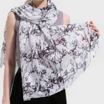 Marble Print Scarf Wrap Scarves New Black White Photo 2