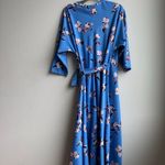 Coolibar UPF 50+ Women's Mila Wrap Dress Sun Protective Blue Floral Size Medium Black Photo 6