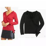 J.Crew Mercantile BLACK top shirt large L NEW NWT side tie versatile long sleeve Photo 1