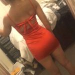 Lucy in the Sky Red Satin Dress Photo 3