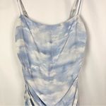 We Wore What  Ronnie Ruched Blue Powder Cloud Print Mini Dress L Photo 5