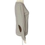 Ralph Lauren Lauren  Faux Suede Elbow Patch Long Sleeve Striped Top Size Small Photo 2
