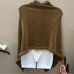 Cozy Brown Knit Shawl Peasant Faux Fur Layering Piece Boho Indie Shrug Size undefined Photo 2