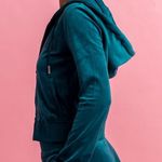 Juicy Couture Classic Velour Hoodie Sapphire Wave Size Large Photo 2