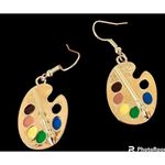 Art Palette Earrings Artist Teacher Festival Watercolors Acrylics Painti… Photo 1