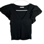 ZARA  Black‎ Ruffle Sleeve Top Photo 0
