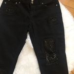Soho Black Distressed Sequin patched jeans Black Size 6 Photo 1