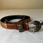 Nanni Milano Patchwork Tooled Leather Belt Size 30 NWT with Dust Bag Y2K Brown Photo 8