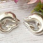 Sterling Silver Vintage  Chunky Dolphin Earrings Photo 0