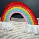 Jumbo rope bag sturdy rainbow handle basket Easter beach tote vacation purse Red Photo 8