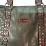 Coco + Carmen Seafoam Woven Side Studded Leather Tote/Shoulder Bag Green One Sz Photo 1