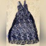 Eliza J NWOT Floral Embroidered 3D Appliqué navy blue ball Gown Sz 6 Photo 5