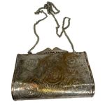 None Vintage Peacock Flower Engraved Brass Pillow Purse Chain Strap 7" x 4.5" Photo 15