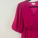 MELLODAY Pleated Flutter Sleeve Minidress In Fuchsia Size Large Photo 2