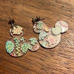 Floral Mickey Mouse Earrings Green Photo 0